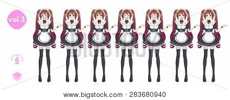 Anime Manga Girl. Costume Of Maid Cafe