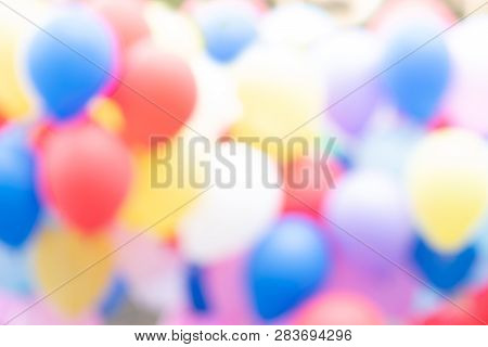 Blur Colorful Party Balloons For Background. Bright Abstract Background.