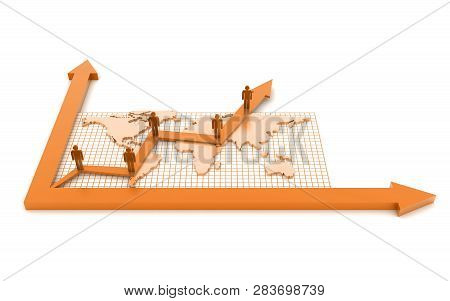 3d Rendered Pie Chart Graph With Up Arrow Isolated On White Background