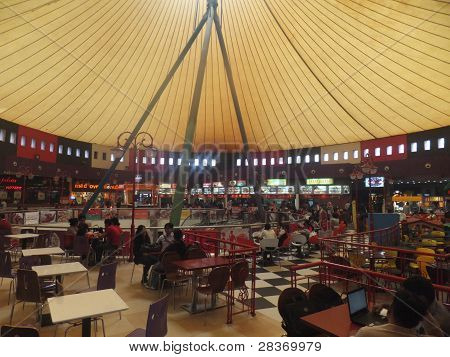 Food Court at the Great India Place mall in Noida in Delhi, India