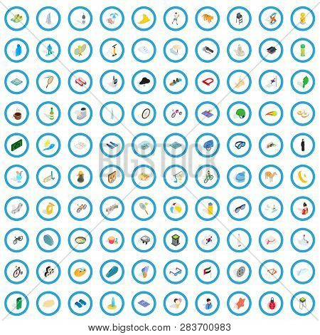 100 Active Life Icons Set In Isometric 3d Style For Any Design Vector Illustration