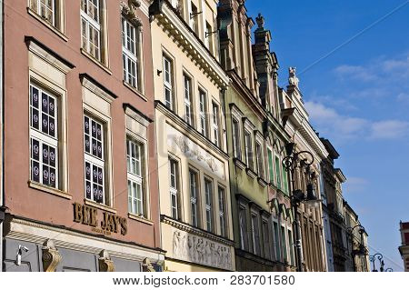 Poznan/poland - February 6th 2019: The Old Town Square With Historic Buildings, Popular Touristic De