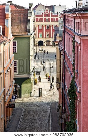 Poznan/poland - February 6th 2019: The Old Town Square With Historic Buildings, Popular Touristic De