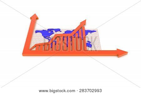 3d Rendered Pie Chart Graph With Up Arrow Isolated On White Background