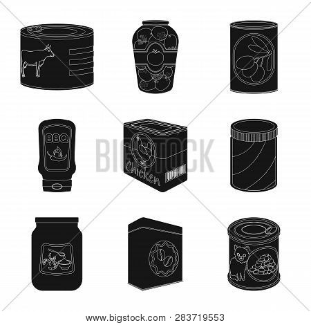 Isolated Object Of Can And Food Icon. Set Of Can And Package Vector Icon For Stock.