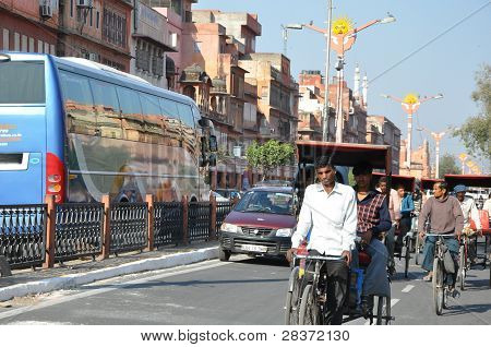 Streets of Indra Bazar in Jaipur, Rajasthan, in India