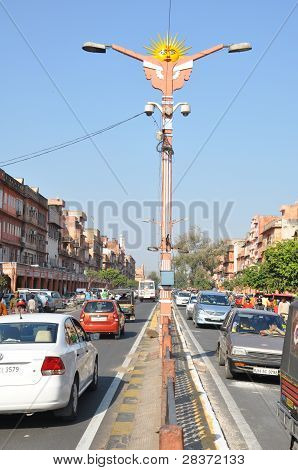 Streets of Indra Bazar in Jaipur, Rajasthan, in India