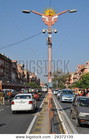 Streets of Indra Bazar in Jaipur, Rajasthan, in India