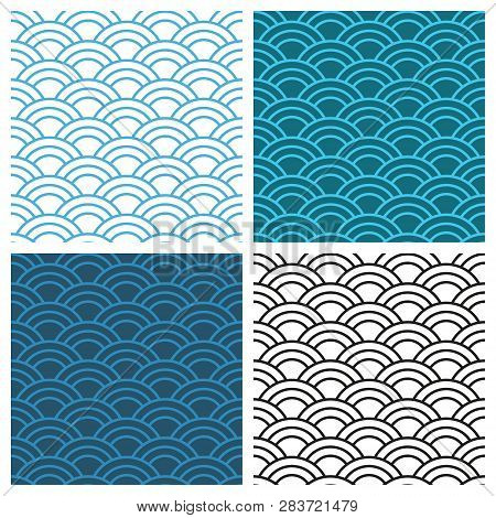 Seamless Abstract Wave Pattern. Circle Pattern, Ornament. Vector Background.