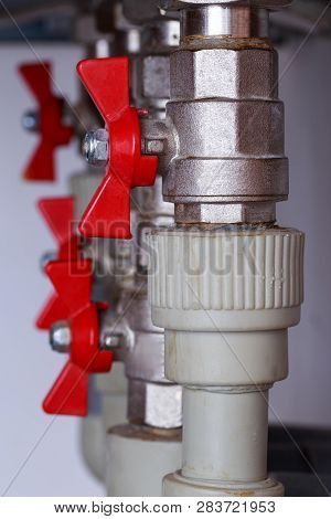 Water Heater System With Taps A Close-up