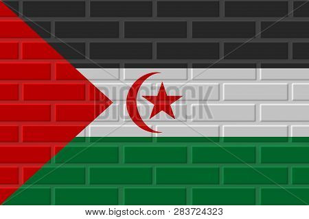 Sahrawi Arab Democratic Republic Painted Flag. Patriotic Brick Flag Illustration Background. Nationa