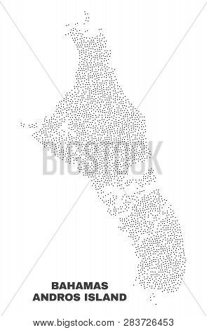 Andros Island Of Bahamas Map Designed With Little Dots. Vector Abstraction In Black Color Is Isolate