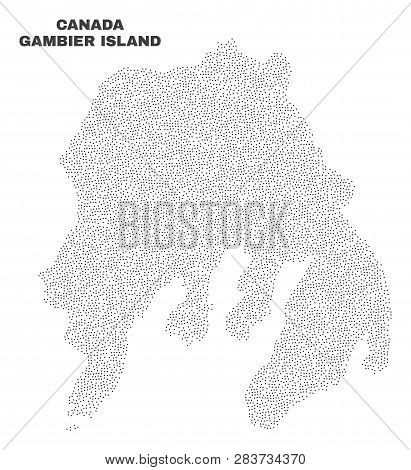 Gambier Island Map Designed With Little Points. Vector Abstraction In Black Color Is Isolated On A W