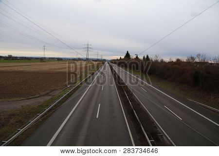 View Of The German Autobahn From The Bridge