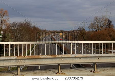 View Of The German Autobahn From The Bridge