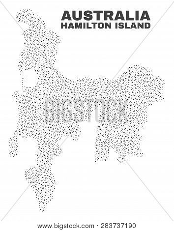 Hamilton Island Map Designed With Small Dots. Vector Abstraction In Black Color Is Isolated On A Whi