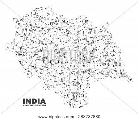 Himachal Pradesh State Map Designed With Little Points. Vector Abstraction In Black Color Is Isolate