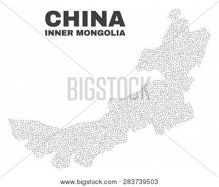 Inner Mongolia Map Designed With Little Dots. Vector Abstraction In Black Color Is Isolated On A Whi