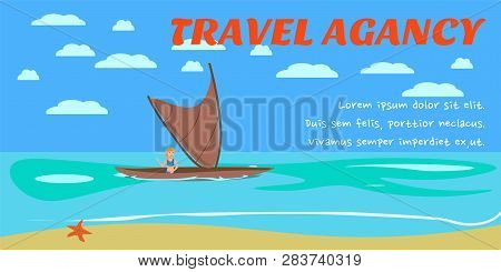 Travel Agency Banner Flat Layout Template. Sea Resort Activities. Sailing Advertising. Holidaymaker,