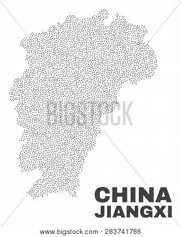 Jiangxi Province Map Designed With Small Dots. Vector Abstraction In Black Color Is Isolated On A Wh