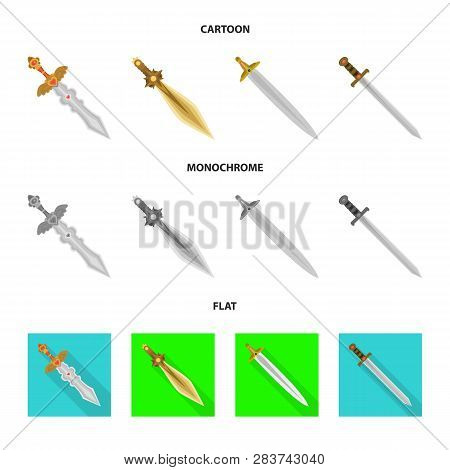Vector Illustration Of Game  And Armor  Symbol. Collection Of Game  And Blade  Vector Icon For Stock
