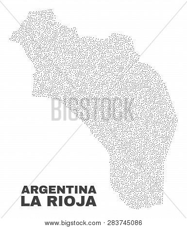 La Rioja Of Argentina Map Designed With Little Dots. Vector Abstraction In Black Color Is Isolated O