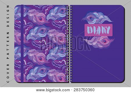 Notebook And Diary Cover Design For Print With Seamless Pattern Included.