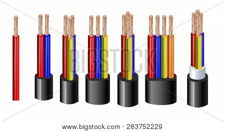 Various Types Power, Acoustic Cables With Electrical Wire Conductors Held Together With Overall Shea