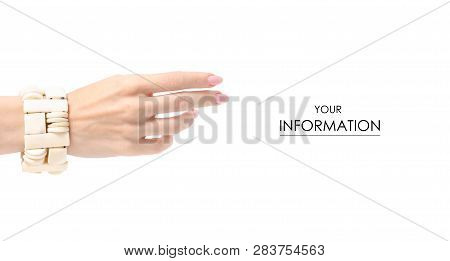 Bijouterie Bracelet Ivory Stone In Hand Pattern On White Background Isolation