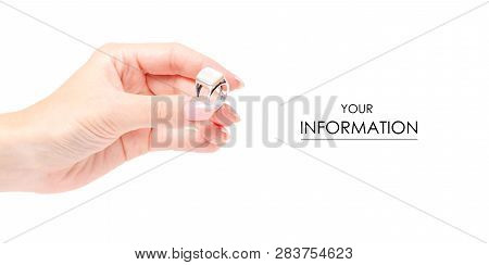 Bijouterie Ring Ivory Stone In Hand Pattern On White Background Isolation