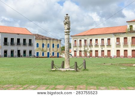 Alcantara, Brazil - 16 January 2019: The Flogging Pole In The Historic City Of Alcantara On Brazil