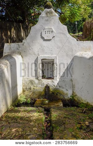 Old Colonial Fountain Of Pedra At Alcantara On Brazil