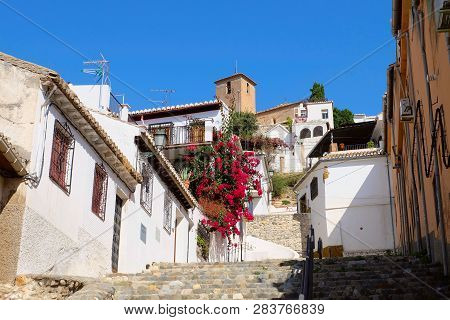 Photo Of Sacromonte Neighbourhood In A Historic Center Of Granada City, Andalusia Region, Spain.