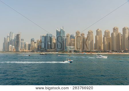 Panorama Of Jumeirah Beach Residence, Dubai, From Bluewaters Island