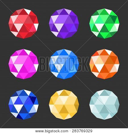Vector Jewels Set. Gem Stock Vector Illustration. Gemstones Collection Of Different Color