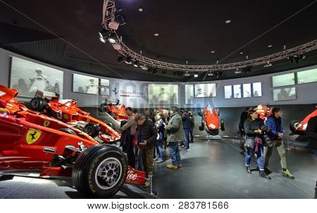 At The Ferrari Museum, The Room Where The World-class Formula 1 Winning Cars Are Displayed
