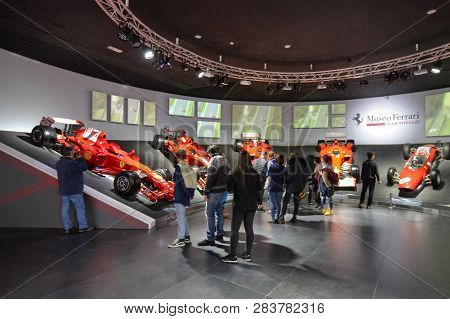 At The Ferrari Museum, The Room Where The World-class Formula 1 Winning Cars Are Displayed