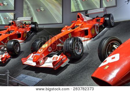 At The Ferrari Museum, The Room Where The World-class Formula 1 Winning Cars Are Displayed