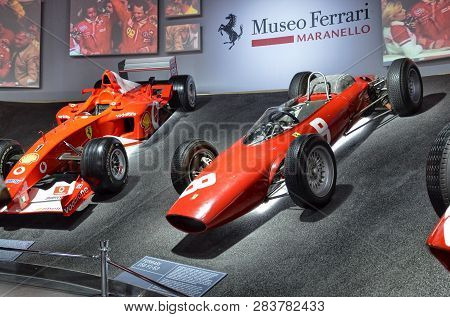 At The Ferrari Museum, The Room Where The World-class Formula 1 Winning Cars Are Displayed