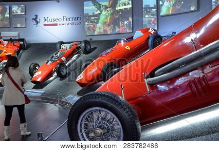 At The Ferrari Museum, The Room Where The World-class Formula 1 Winning Cars Are Displayed