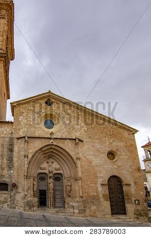 Chinchilla De Montearagon, Albacete, Spain; February 2017: Main Cover Of The Parish Church Of Santa 