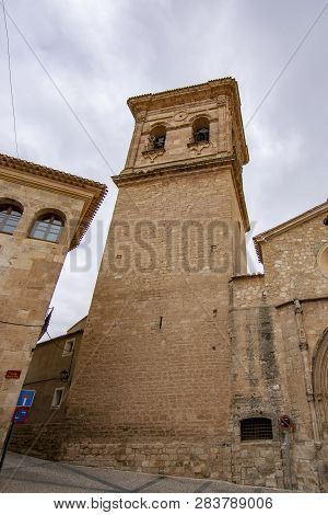 Chinchilla De Montearagon, Albacete, Spain; February 2017: Bell Tower Of The Parish Church Of Santa 