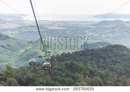 Da Nang, Vietnam, January 03, 2019 : The Cable Car For Transportation From The Ground To The Top Of 