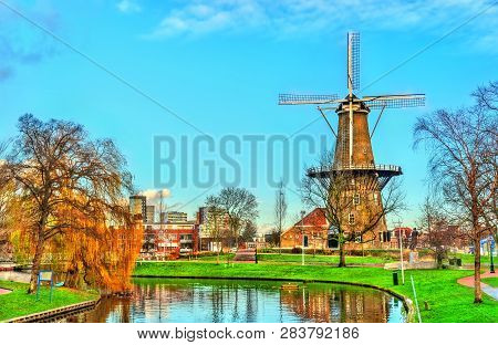De Valk, A Historic Tower Mill In Leiden, The Netherlands