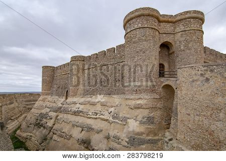 Chinchilla De Montearagon, Albacete, Spain; February 2017: Gate Of Castle Of Chinchilla De Monte-ara