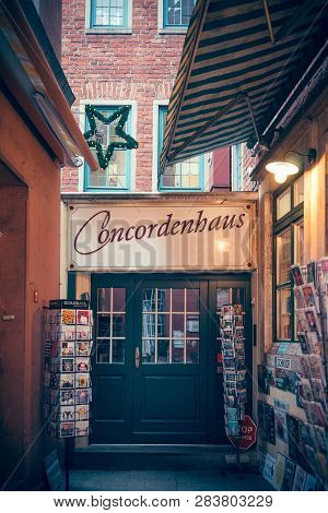 Bremen, Germany, January, 2019 - Colorful Houses In Historic Schnoorviertel In Bremen, Germany