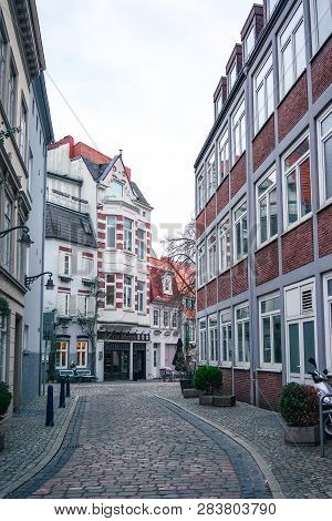 Bremen, Germany, January, 2019 - Colorful Houses In Historic Schnoorviertel In Bremen, Germany