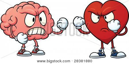 Cervello cuore di combattimento. Illustrazione vettoriale con semplici sfumature. Ognuno in un livello separato per facile e