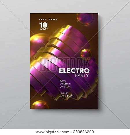 Electronic Music Festival Advertising Poster. Modern Club Electro Party Invitation. Vector Illustrat