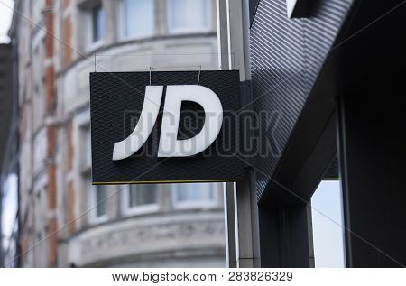 London, Greater London, United Kingdom, 7th February 2018, A Sign And Logo For Jd Sports Store